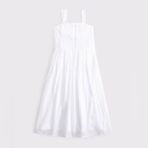 Abercrombie girls bow pleated maxi dress in white